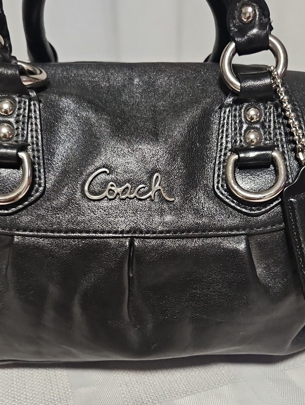 Black Leather Coach Ashley Satchel - Picture 3 of 14